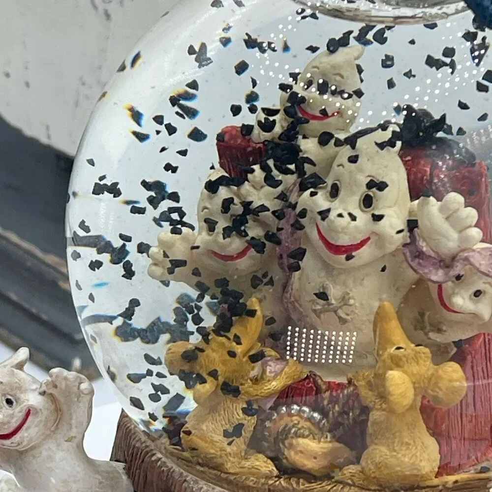 Halloween musical bat snow globe ghosts dogs cats